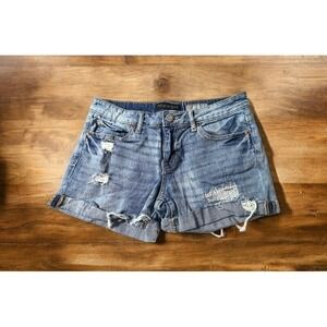 Aeropostale NYC Womens‎ Jean Shorts Size 4 Midi Distressed Denim Summer Travel
